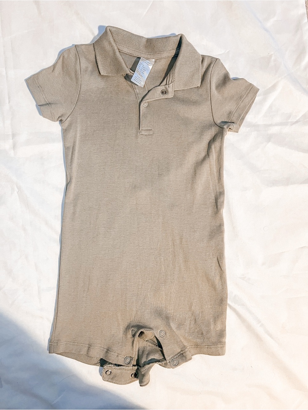 H&M Cotton Jersey Polo One-Piece Romper in Light Taupe Size 18 Months